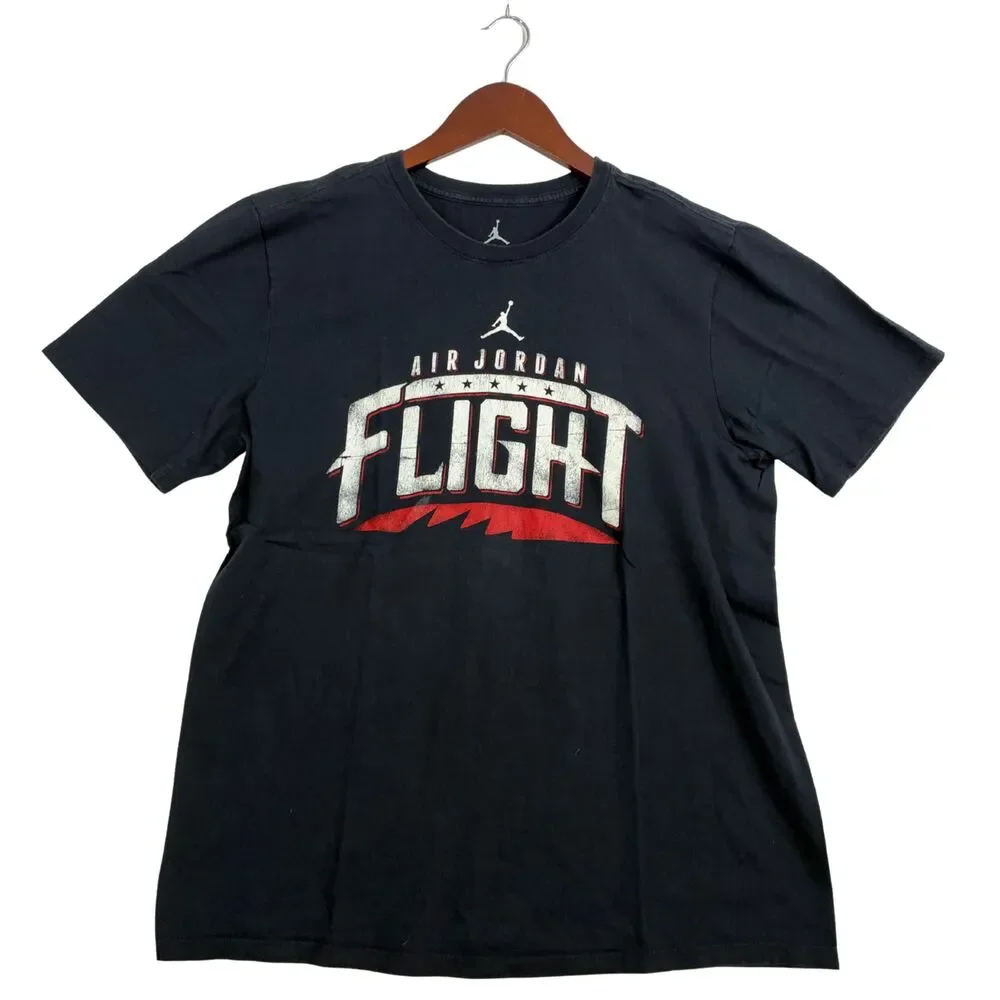Nike Air Jordan Flight T Shirt Mens Large Black Jumpman Graphic Red White Tee